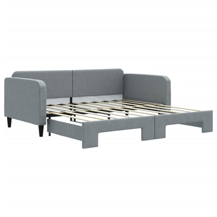 daybed med udtræk 100x190 cm stof lysegrå