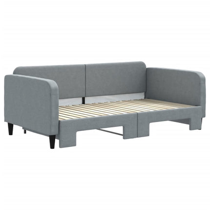 daybed med udtræk 100x190 cm stof lysegrå