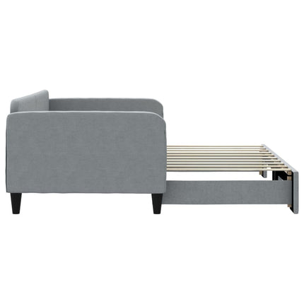 daybed med udtræk 100x190 cm stof lysegrå