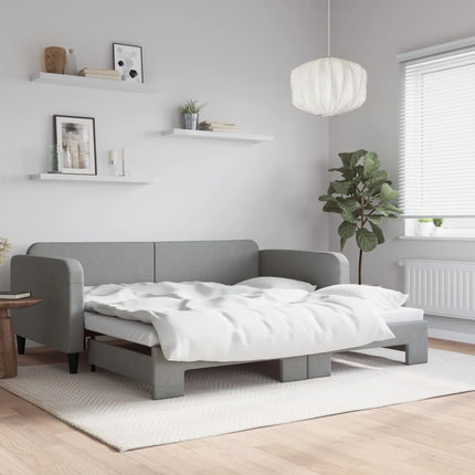 daybed med udtræk 100x190 cm stof lysegrå