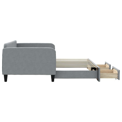 daybed med udtræk og skuffer 100x190 cm stof lysegrå