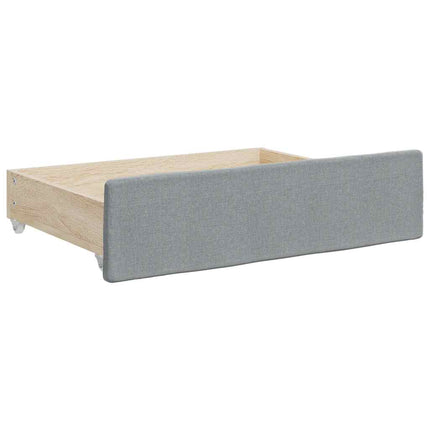 daybed med udtræk og skuffer 100x190 cm stof lysegrå