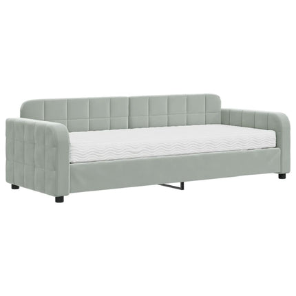 daybed med madras 80x200 cm velour lysegrå