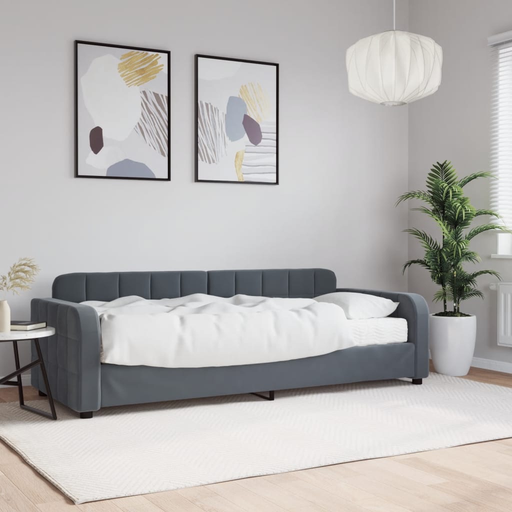 daybed med madras 80x200 cm velour mørkegrå