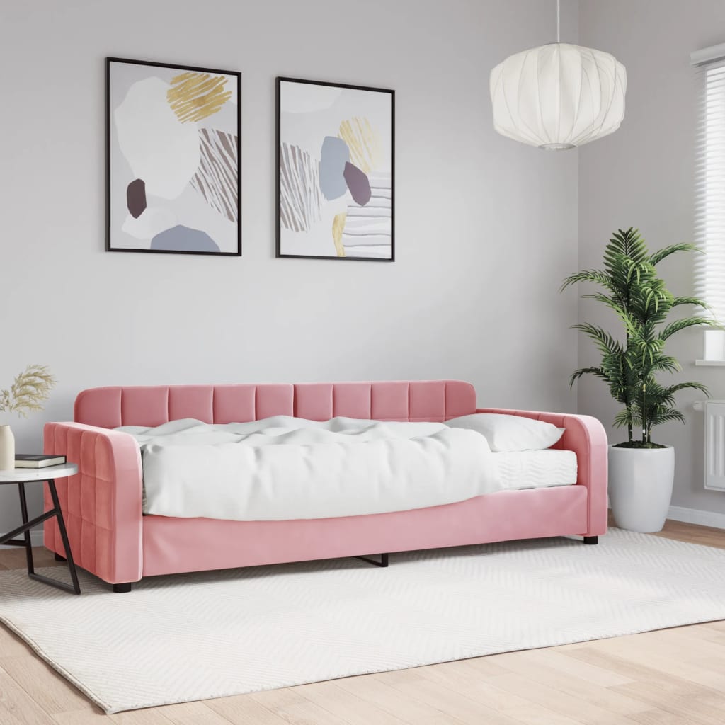 daybed med madras 80x200 cm velour pink