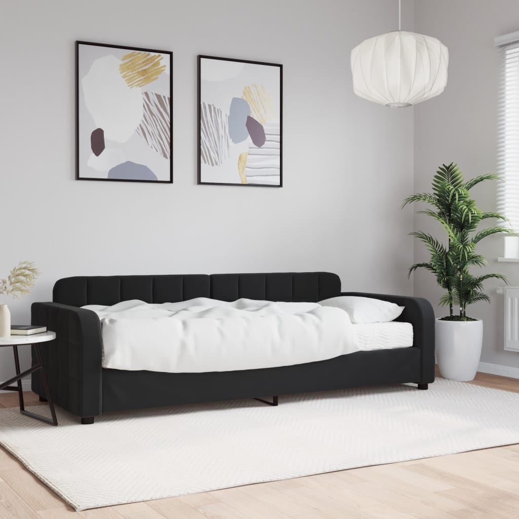 daybed med madras 80x200 cm velour sort