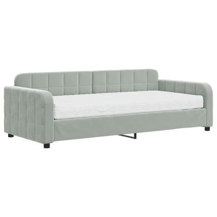 daybed med madras 90x200 cm velour lysegrå
