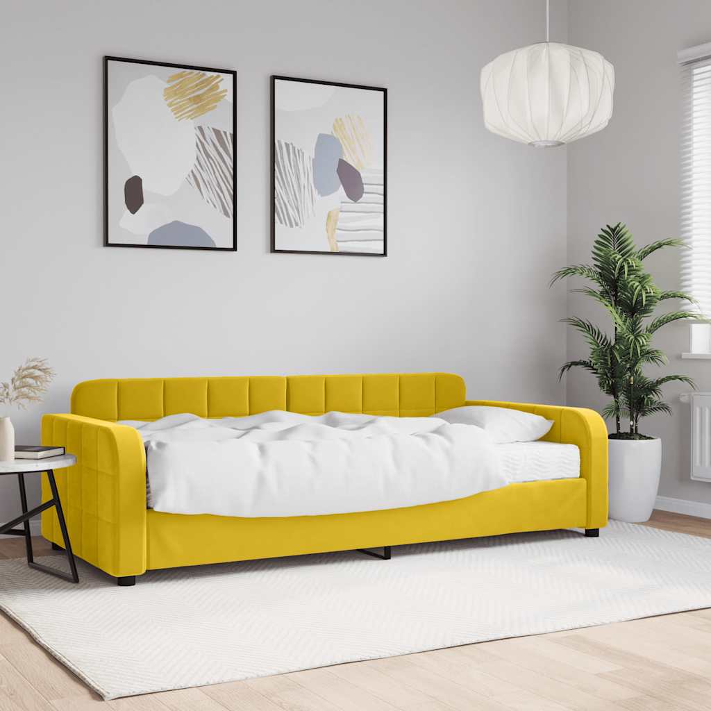 daybed med madras 90x200 cm velour gul billede