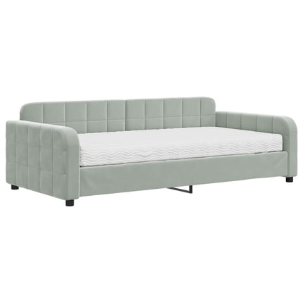 daybed med madras 100x200 cm velour lysegrå