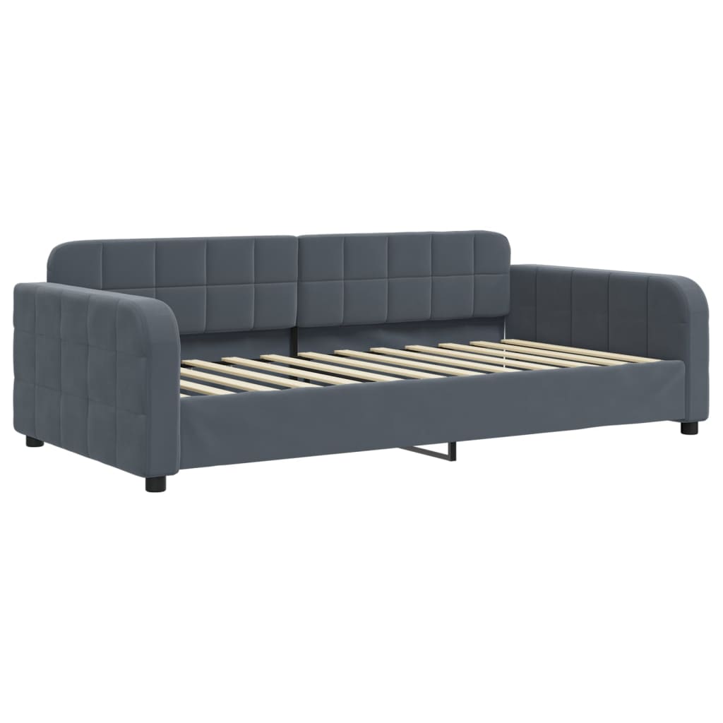 daybed med madras 100x200 cm velour mørkegrå