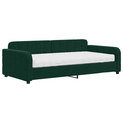 daybed med madras 100x200 cm velour mørkegrøn