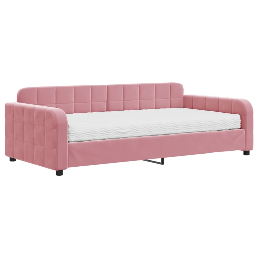 daybed med madras 100x200 cm velour pink