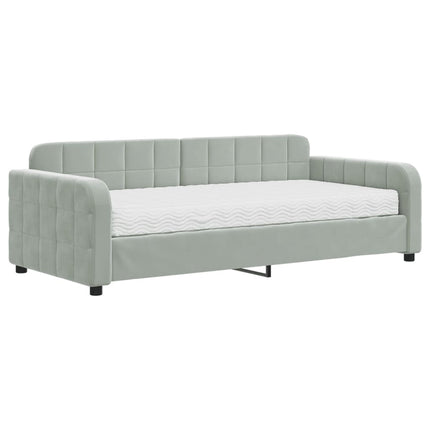daybed med madras 90x190 cm velour lysegrå