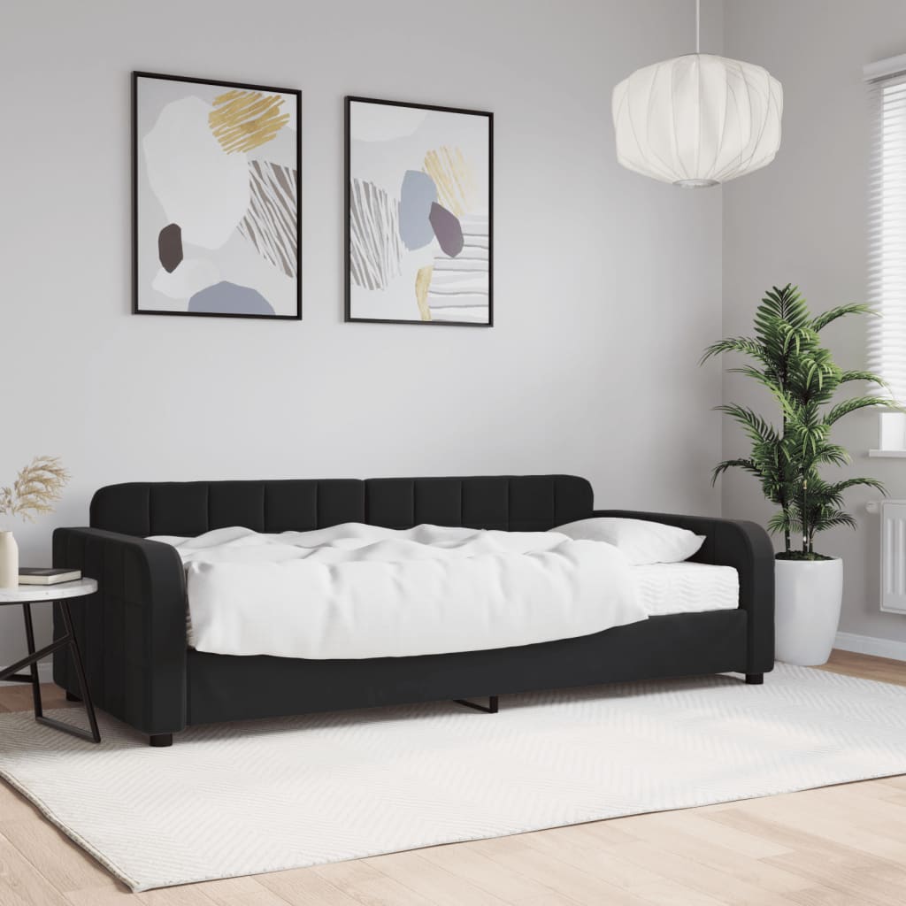 daybed med madras 90x190 cm velour sort