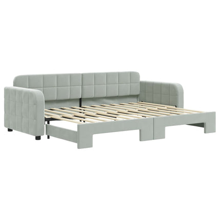 daybed med udtræk 80x200 cm velour lysegrå