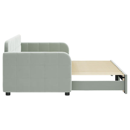 daybed med udtræk 80x200 cm velour lysegrå