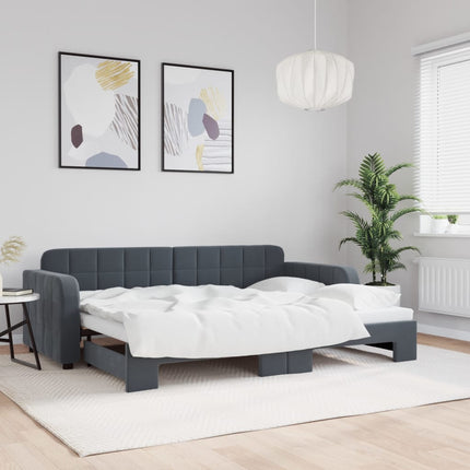 daybed med udtræk 80x200 cm velour mørkegrå