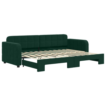 daybed med udtræk 80x200 cm velour mørkegrøn