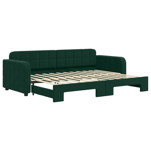 daybed med udtræk 80x200 cm velour mørkegrøn