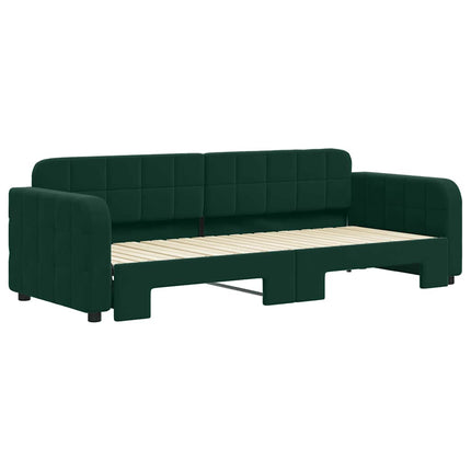 daybed med udtræk 80x200 cm velour mørkegrøn