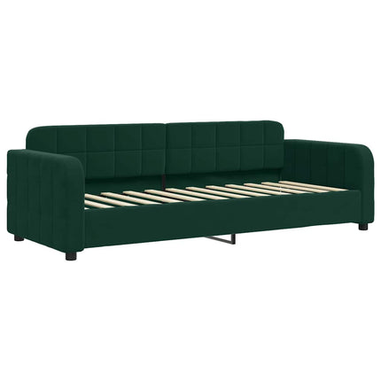 daybed med udtræk 80x200 cm velour mørkegrøn