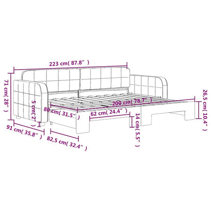 daybed med udtræk 80x200 cm velour mørkegrøn