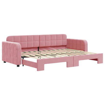 daybed med udtræk 80x200 cm velour lyserød