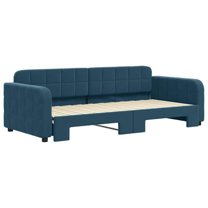 daybed med udtræk 90x200 cm velour blå