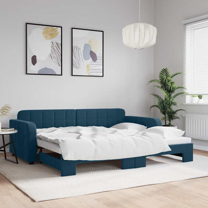 daybed med udtræk 90x200 cm velour blå
