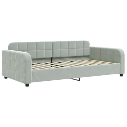 daybed med udtræk 100x200 cm velour lysegrå