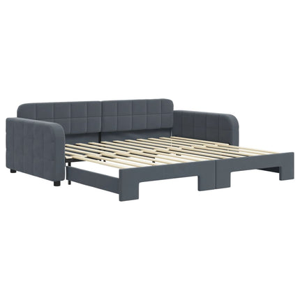 daybed med udtræk 100x200 cm velour mørkegrå