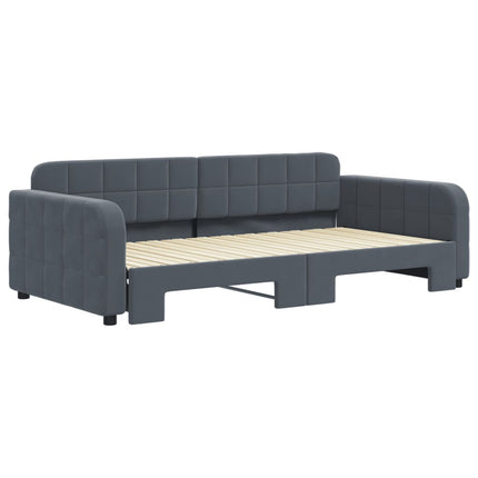 daybed med udtræk 100x200 cm velour mørkegrå