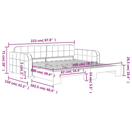 daybed med udtræk 100x200 cm velour mørkegrå