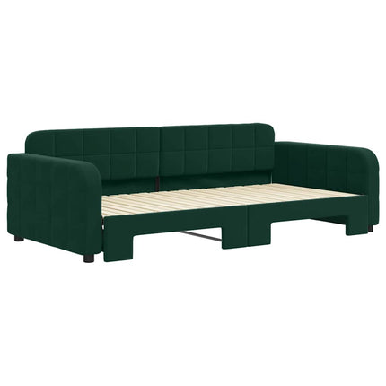 daybed med udtræk 100x200 cm velour mørkegrøn