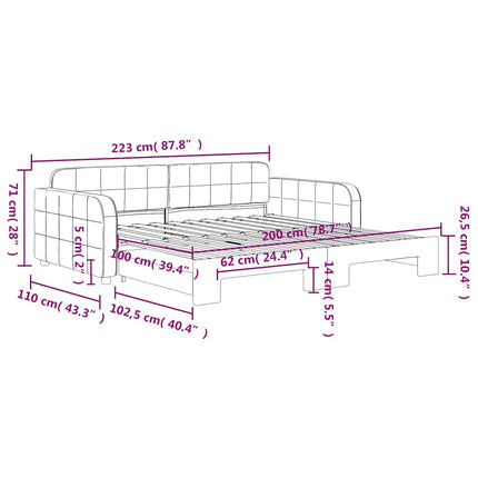 daybed med udtræk 100x200 cm velour gul