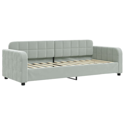 daybed med udtræk og madras 80x200 cm velour lysegrå