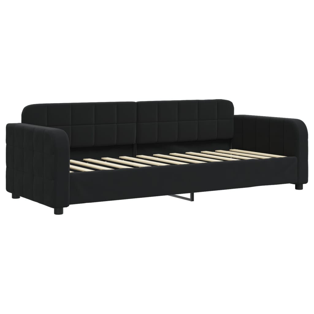 daybed med udtræk og madras 80x200 cm velour sort