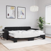 daybed med udtræk og madras 80x200 cm velour sort