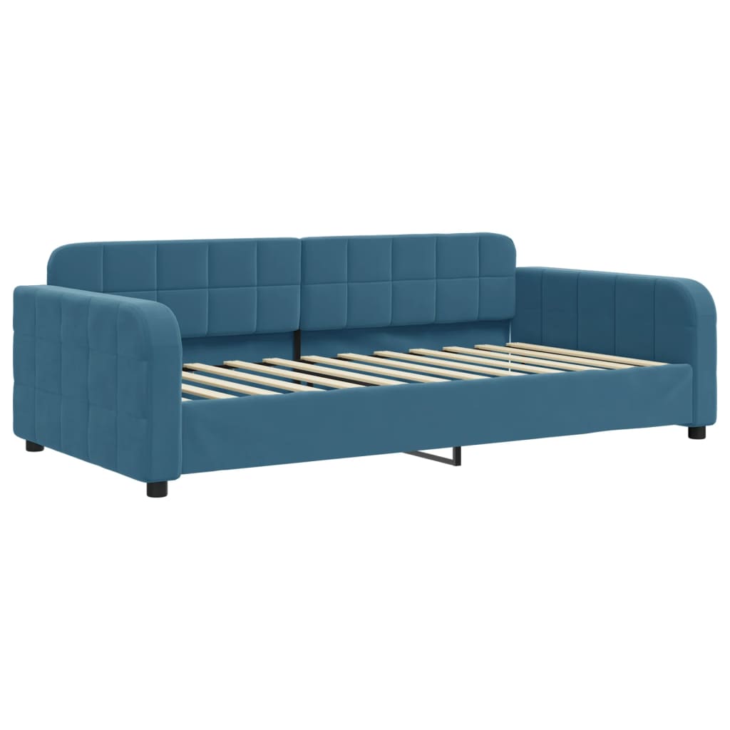 daybed med udtræk og madras 100x200 cm velour blå