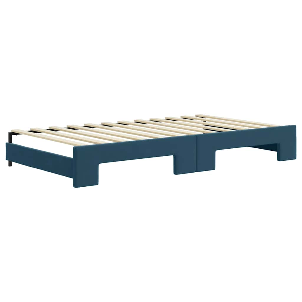 daybed med udtræk og madras 100x200 cm velour blå