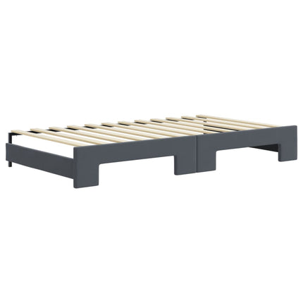 daybed med udtræk og madras 100x200 cm velour mørkegrå