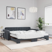 daybed med udtræk og madras 100x200 cm velour mørkegrå