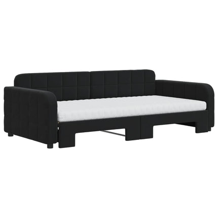 daybed med udtræk og madras 100x200 cm velour sort