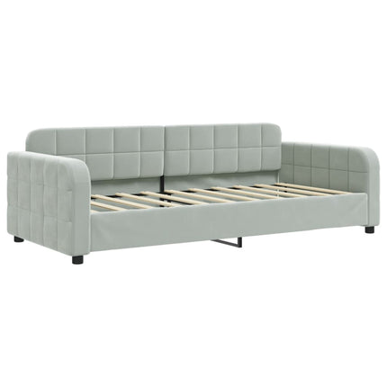 daybed med udtræk og madras 90x190 cm velour lysegrå