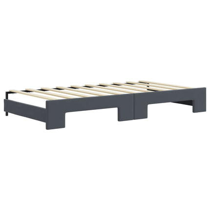 daybed med udtræk og madras 90x190 cm velour mørkegrå
