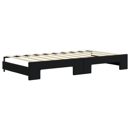 daybed med udtræk og madras 90x190 cm velour sort