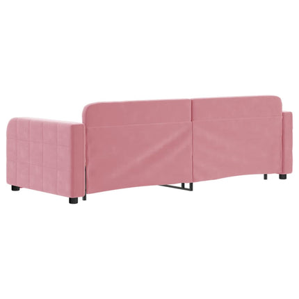 daybed med udtræk og skuffer 80x200 cm velour lyserød