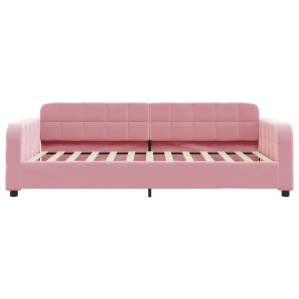 daybed med udtræk og skuffer 80x200 cm velour lyserød