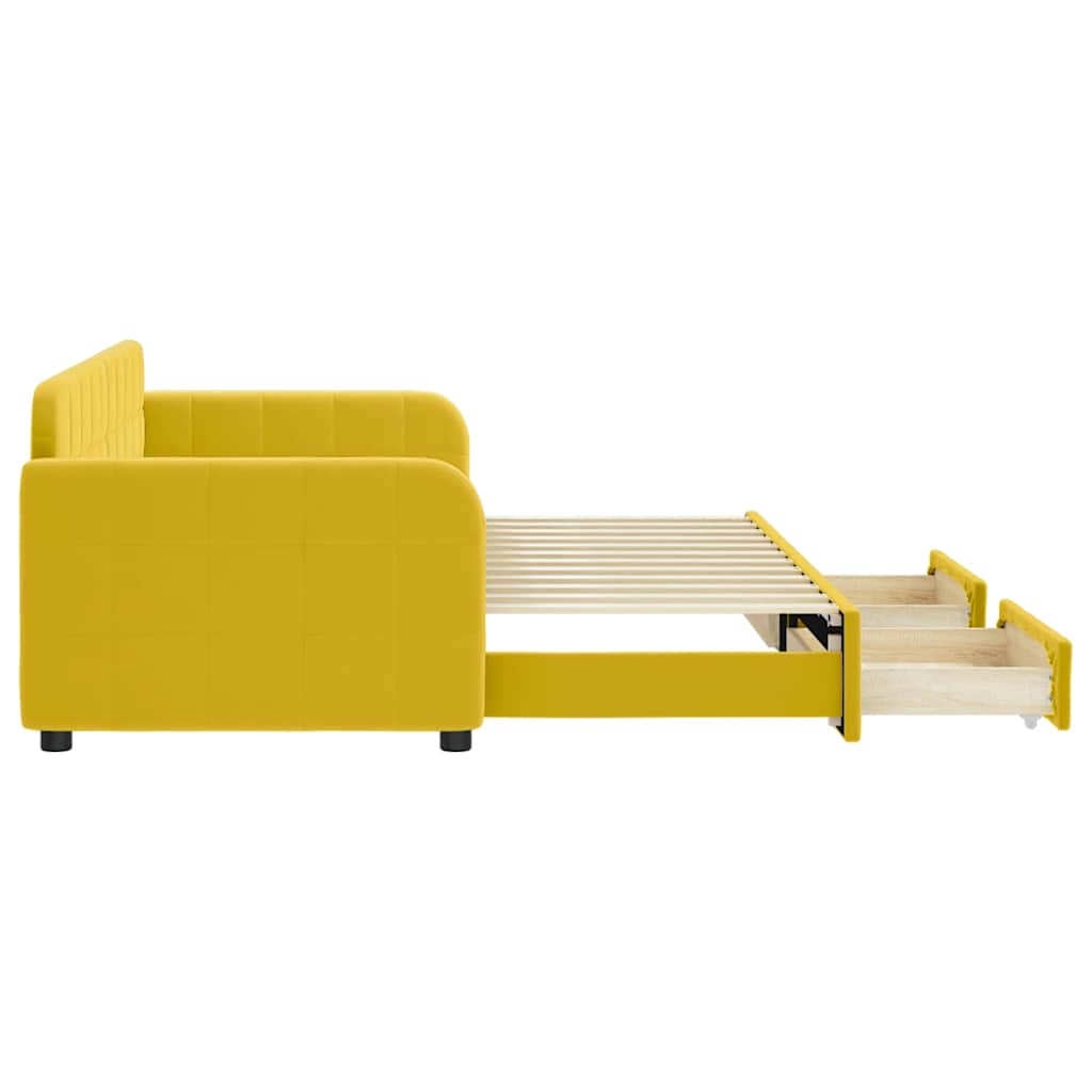 daybed med udtræk og skuffer 80x200 cm velour gul