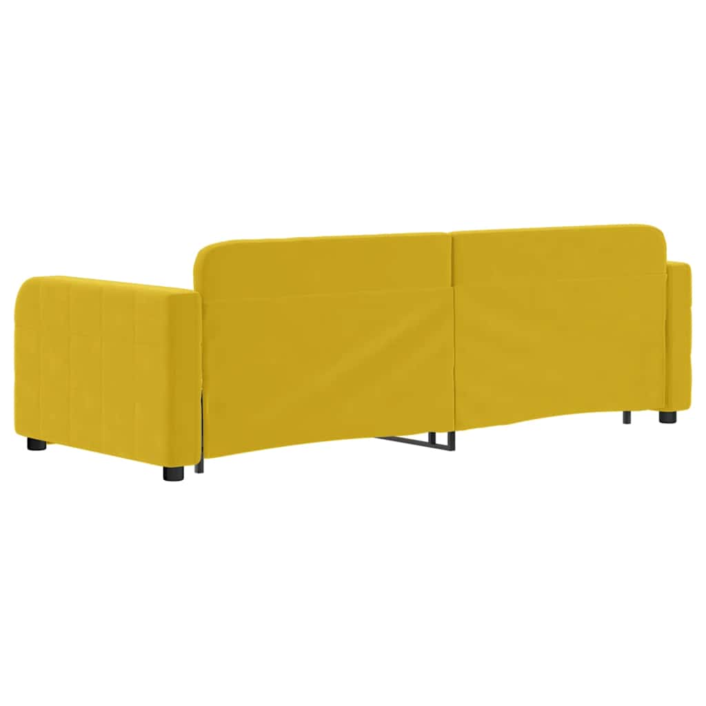 daybed med udtræk og skuffer 80x200 cm velour gul